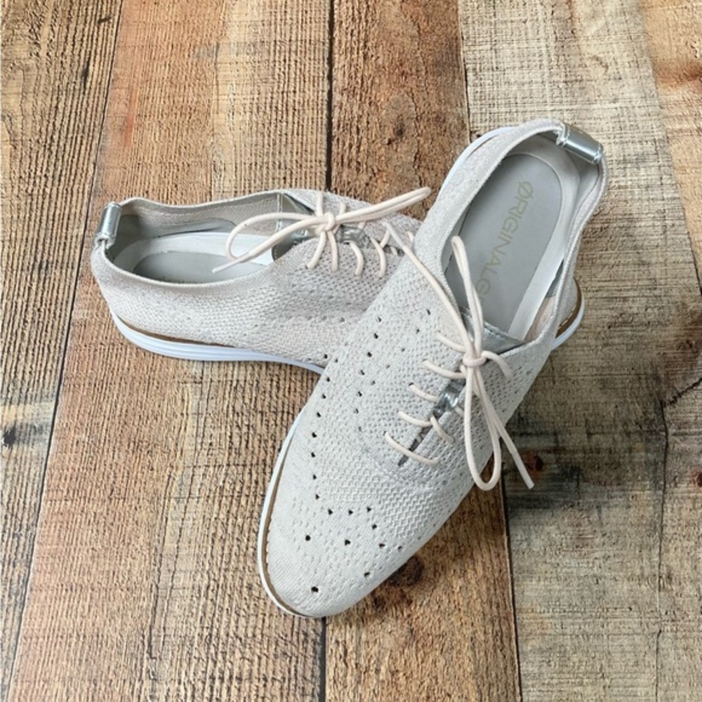 Cole‎ Haan OriginalGrand Stitchlite Wingtip Oxford Beige Silver W11506 Mens 9.5B